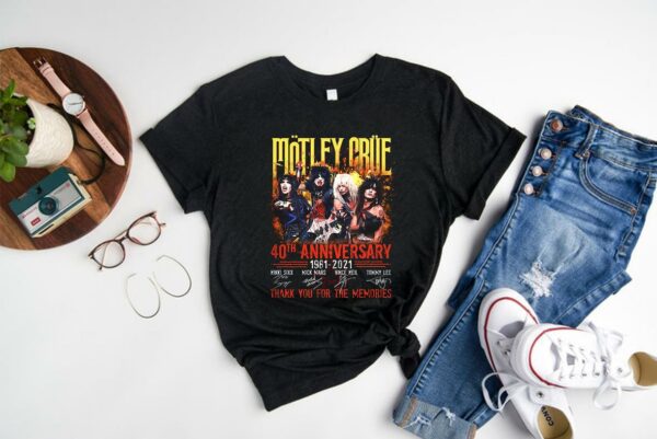 The Best Motley Crue 40th Anniversary 1961 2021 Thank You For The Memories Signatures Shirt, 40th Motley Cure Shirt 1