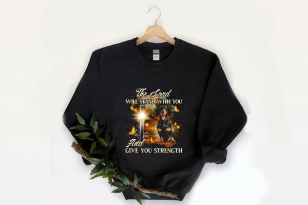 Top Dachshund The Lord Shirt, Dachshund The Lord Will Stand With You And Give You Strength Shirt 2
