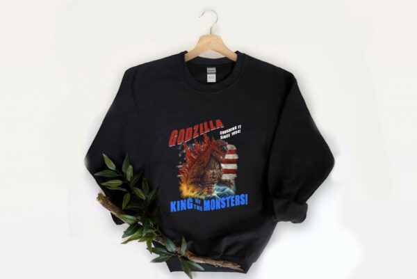 Top Godzilla King Of The Monsters And American Flag Shirt, Godzilla Crushing It Since 1954 King Of The Monsters Shirt 2