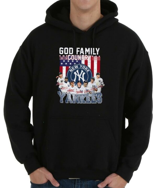 Top New York Yankees God Family Country Yankees Signatures Shirt, God Family Yankees American Flag Shirt 4