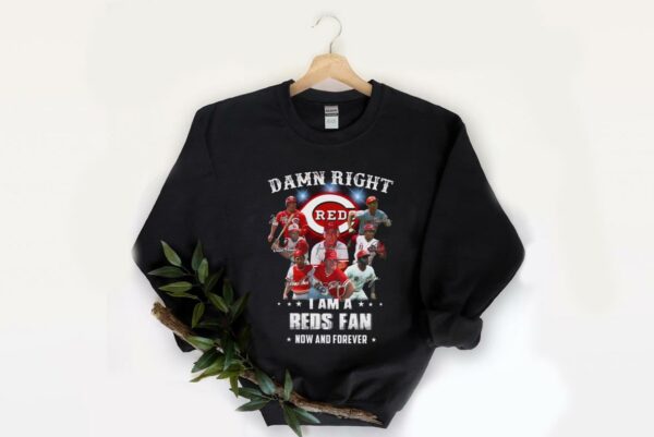 Vintage Cincinnati Reds Team Football Shirt, Damn Right I Am A Reds Fan Now And Forever Shirt 2