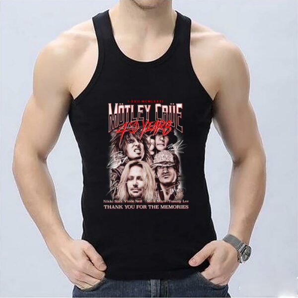 Vintage Motley Crue 40 years Shirt, I XVII MCMLXXI Motley Crue 40 Years thank You for the memories signatures shirt 3
