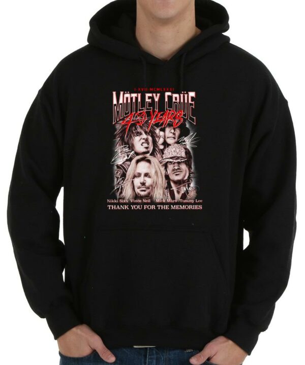 Vintage Motley Crue 40 years Shirt, I XVII MCMLXXI Motley Crue 40 Years thank You for the memories signatures shirt 4