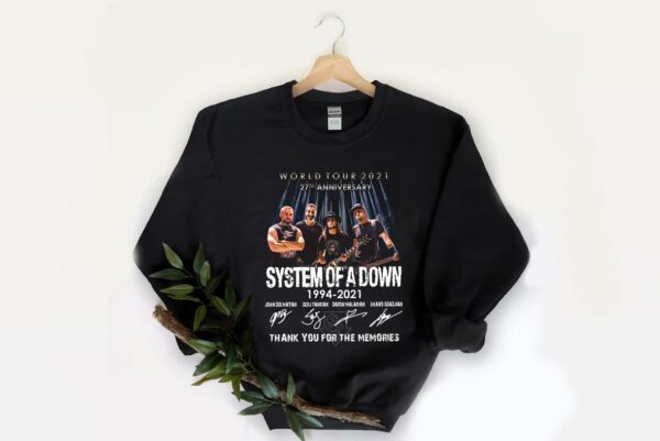 Vintage World Tour 2021 27th Anniversary System Of A Down 1994 2021 Thank Memories Signatures Shirt, World Tour System Shirt 2