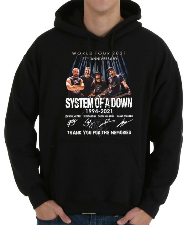 Vintage World Tour 2021 27th Anniversary System Of A Down 1994 2021 Thank Memories Signatures Shirt, World Tour System Shirt 4