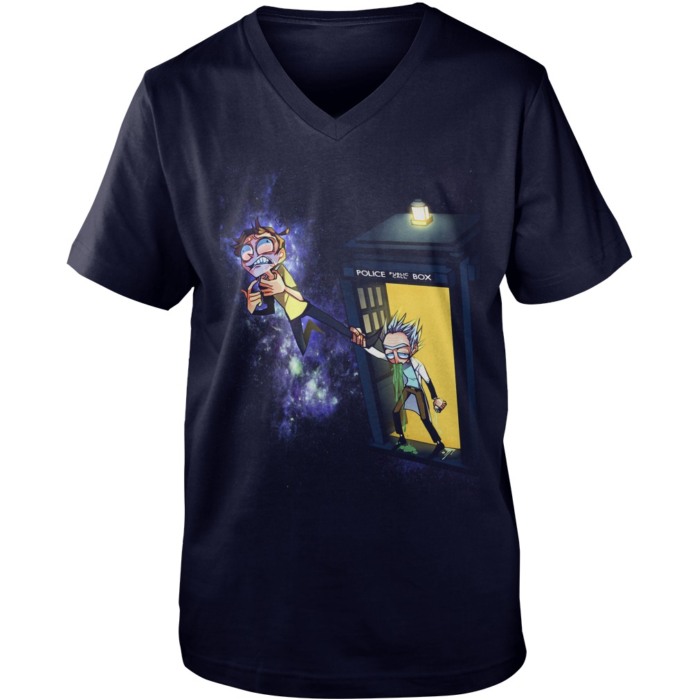 Doctor Vs Rick Morty Tardis Guys V Neck