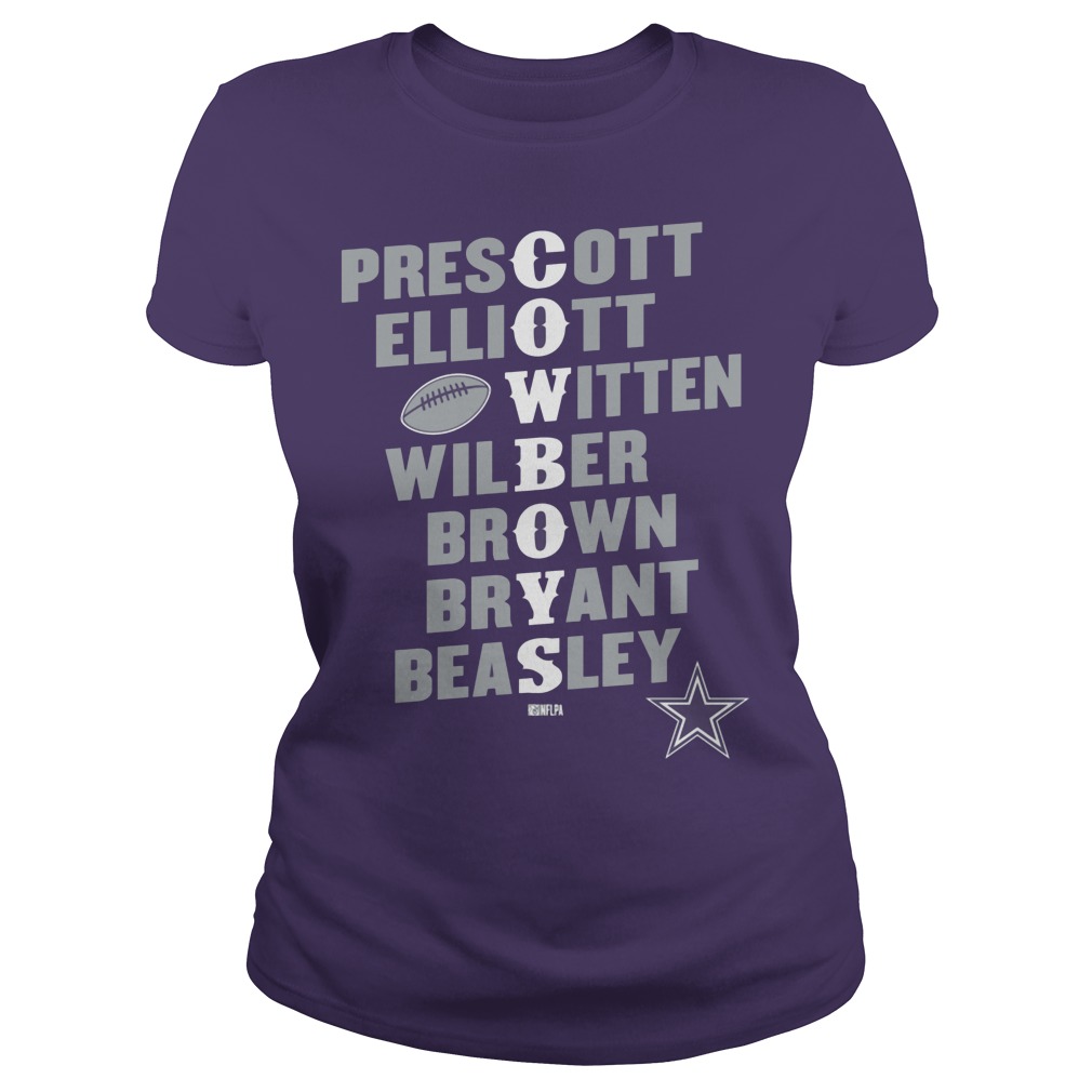Dallas Cowboys Player Team Names Ladies Tee