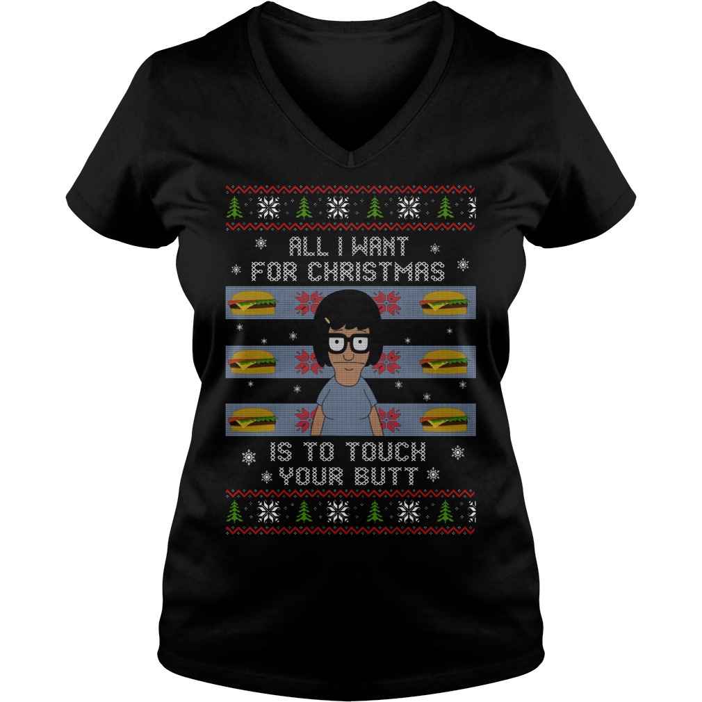 All I Want For Christmas Is To Touch Your Butt Ladies V Neck