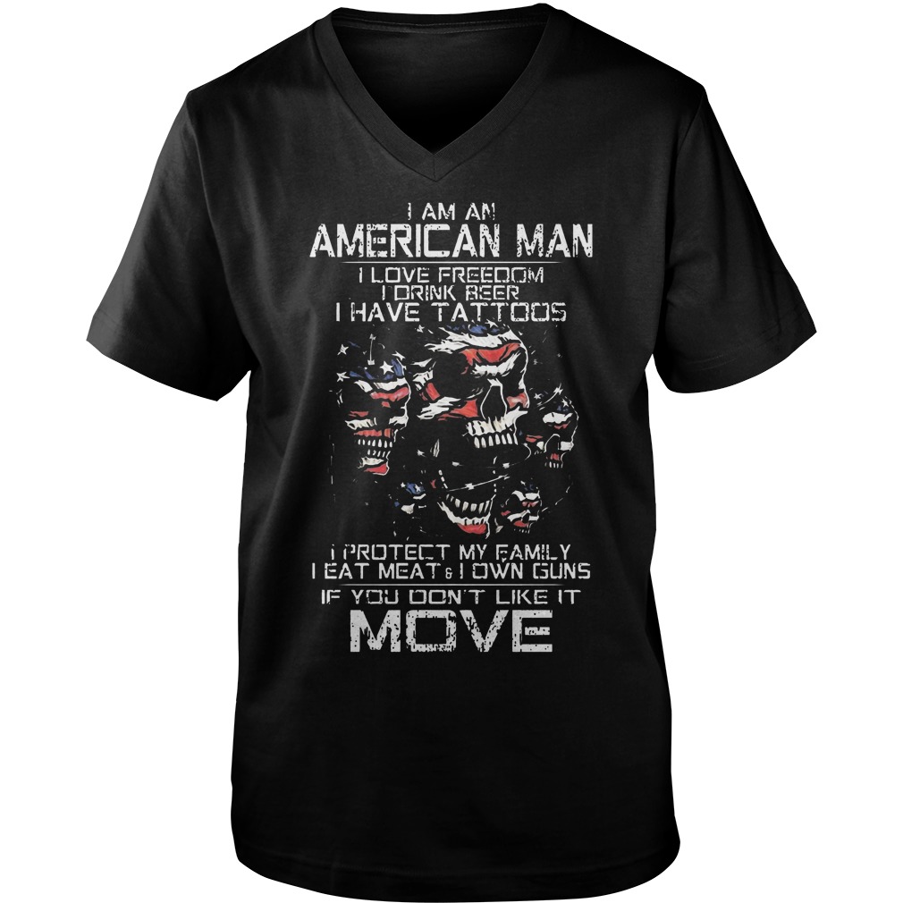 American Old Man Im Not Afraid Patriotic Love Wife Shoot Guns Tattoos Guys V Neck