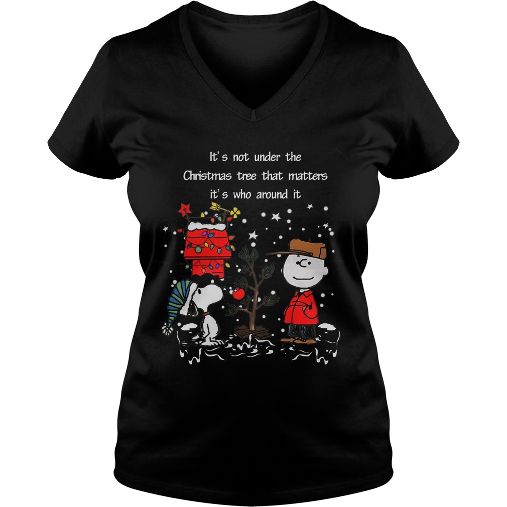 Charlie Snoopy Not Christmas Tree Matters Around Ladies V Neck