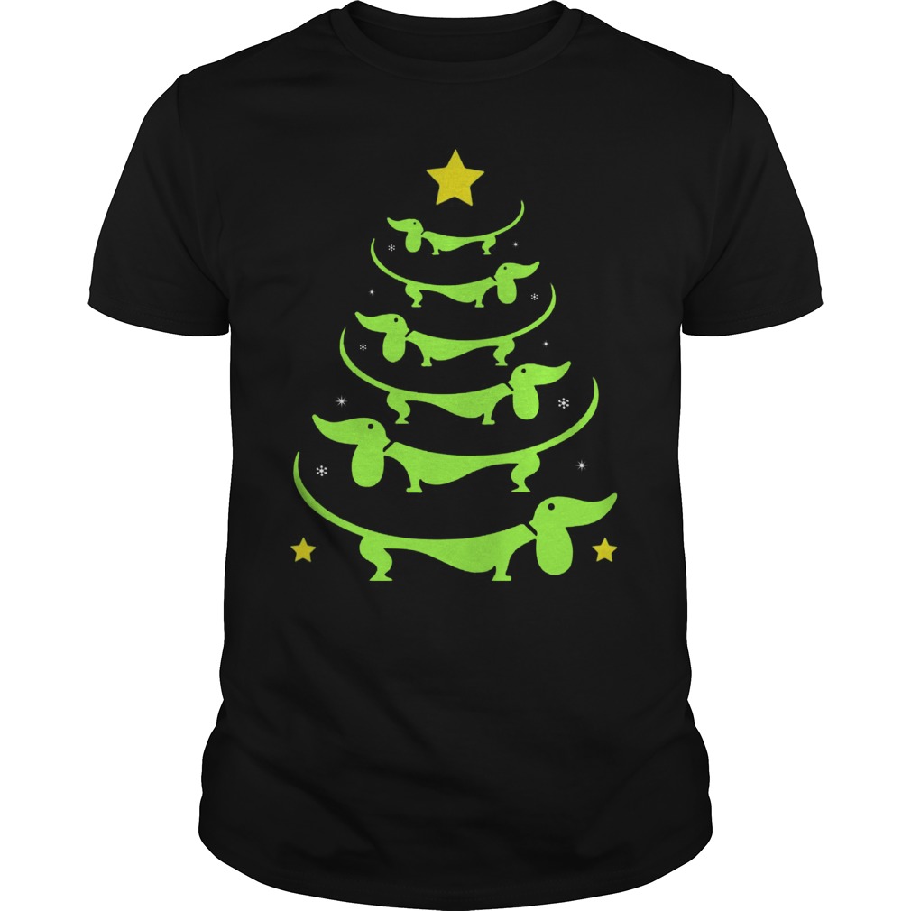 Dachshund Tree Christmas Ugly Guys Tee
