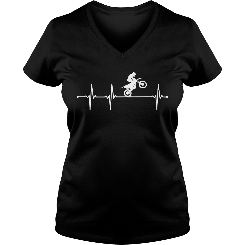 Dirt Bike Motocross Heartbeat Ladies V Neck
