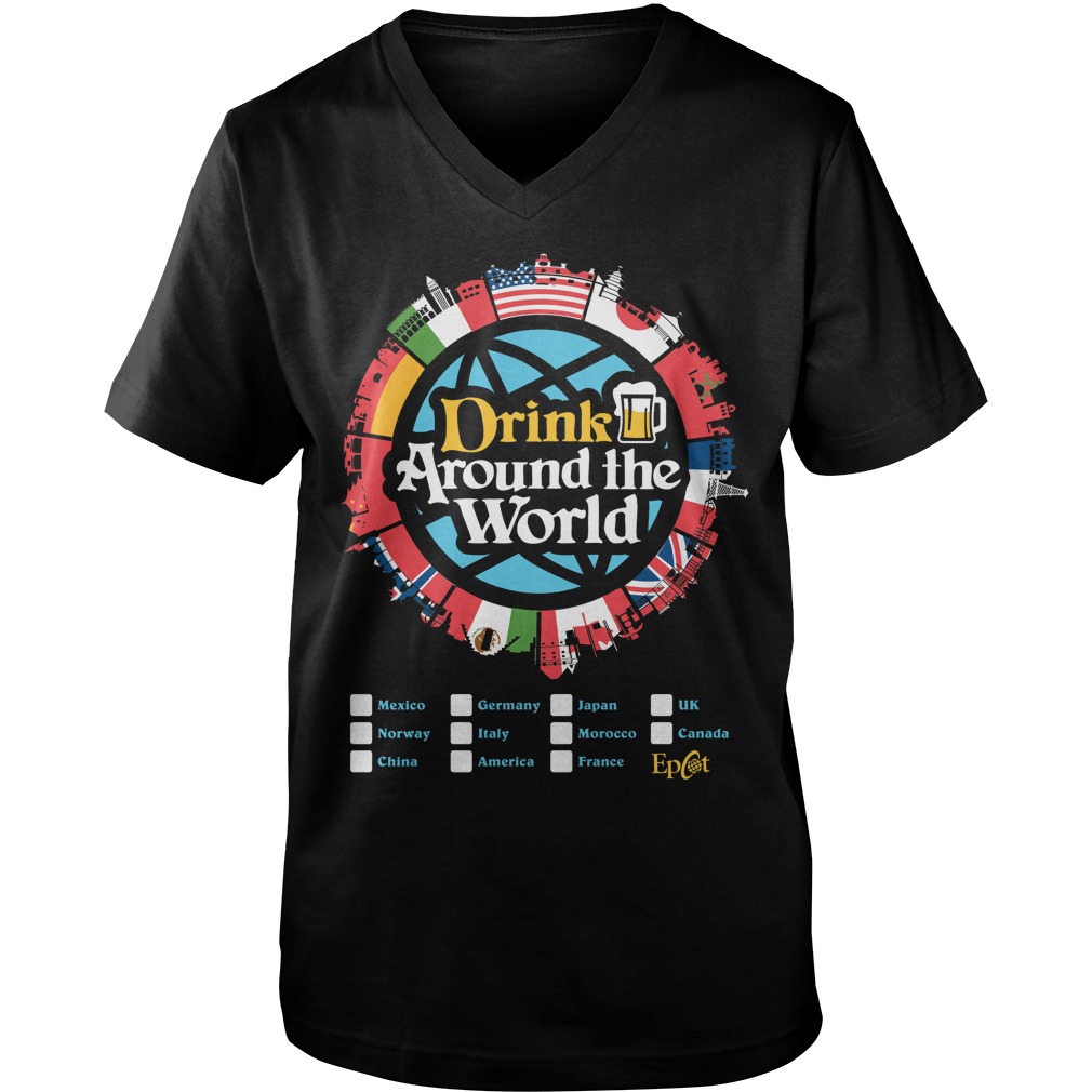 Drink Around The World Epcot Checklist Guys V Neck