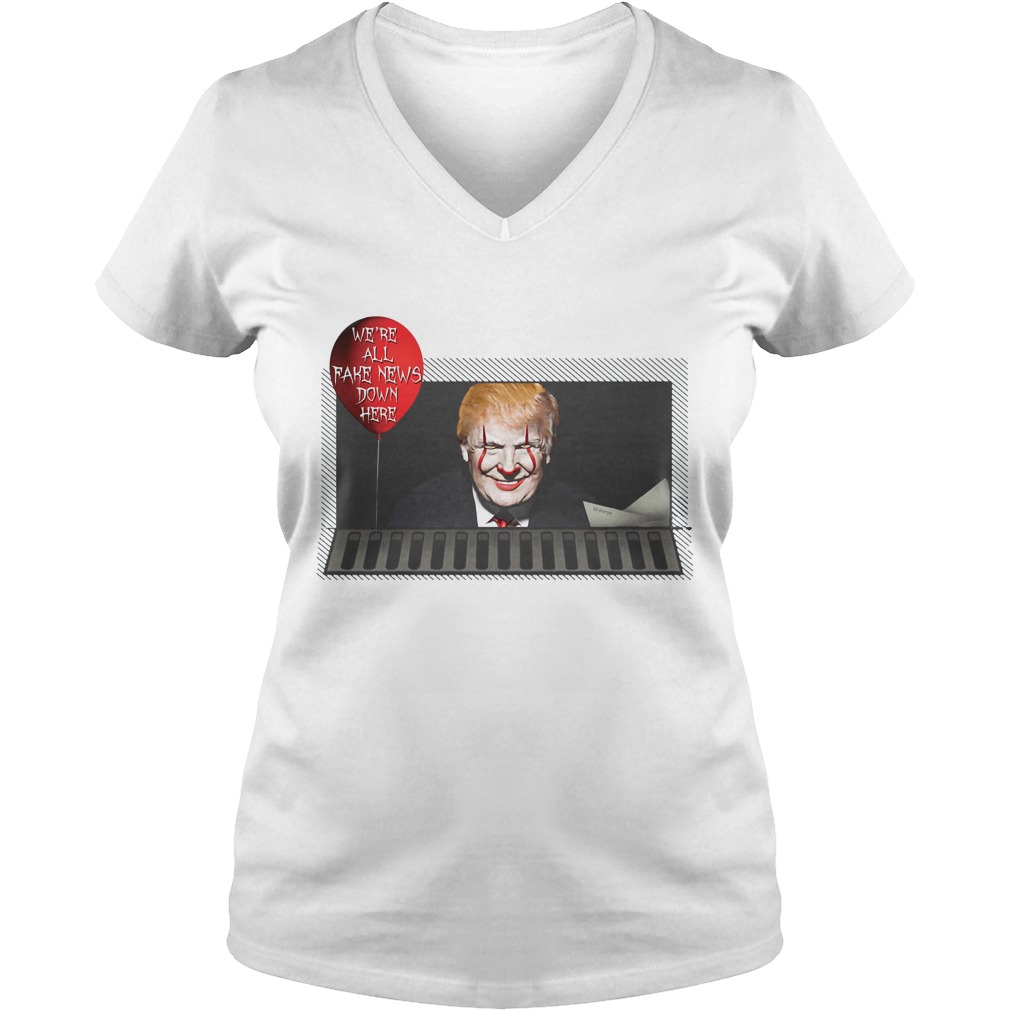 Fake News Trump Clown Ladies V Neck
