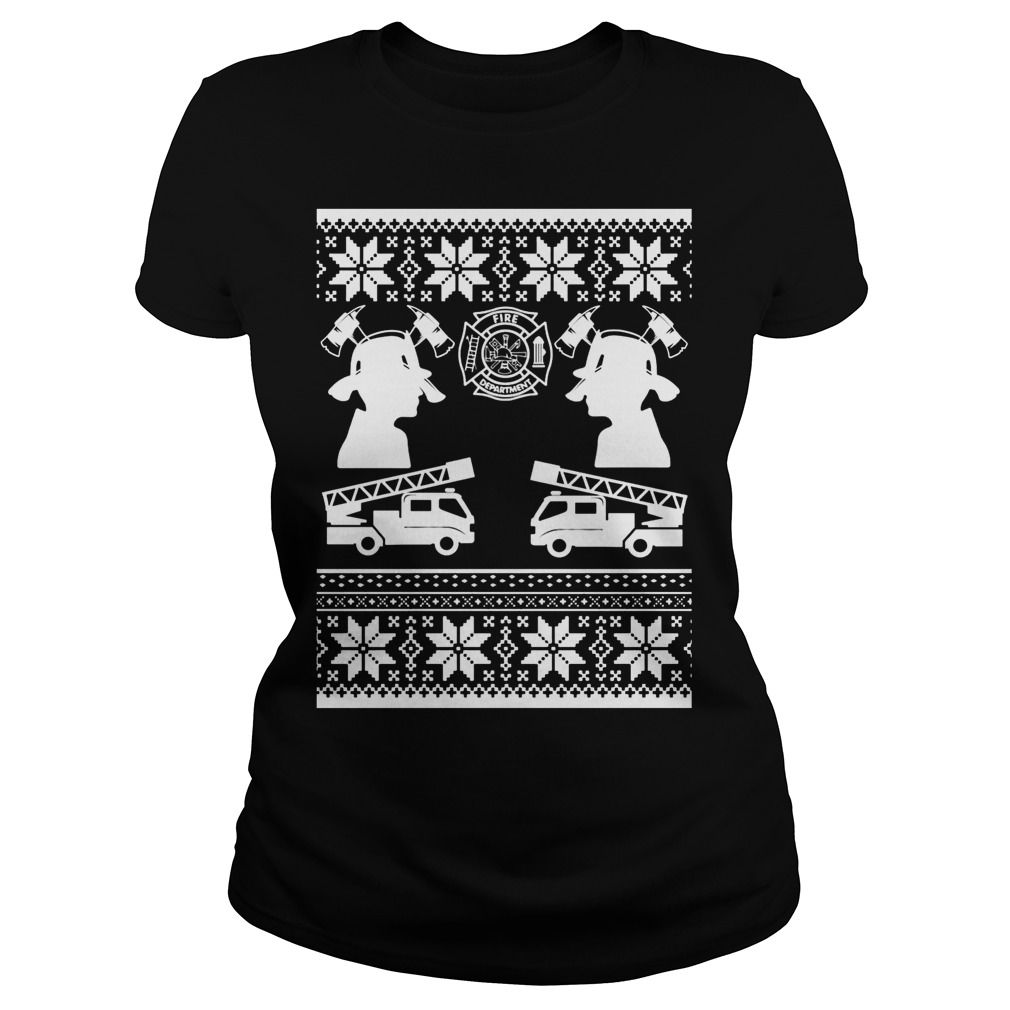 Firefighter Ugly Christmas Sweat Ladies Tee