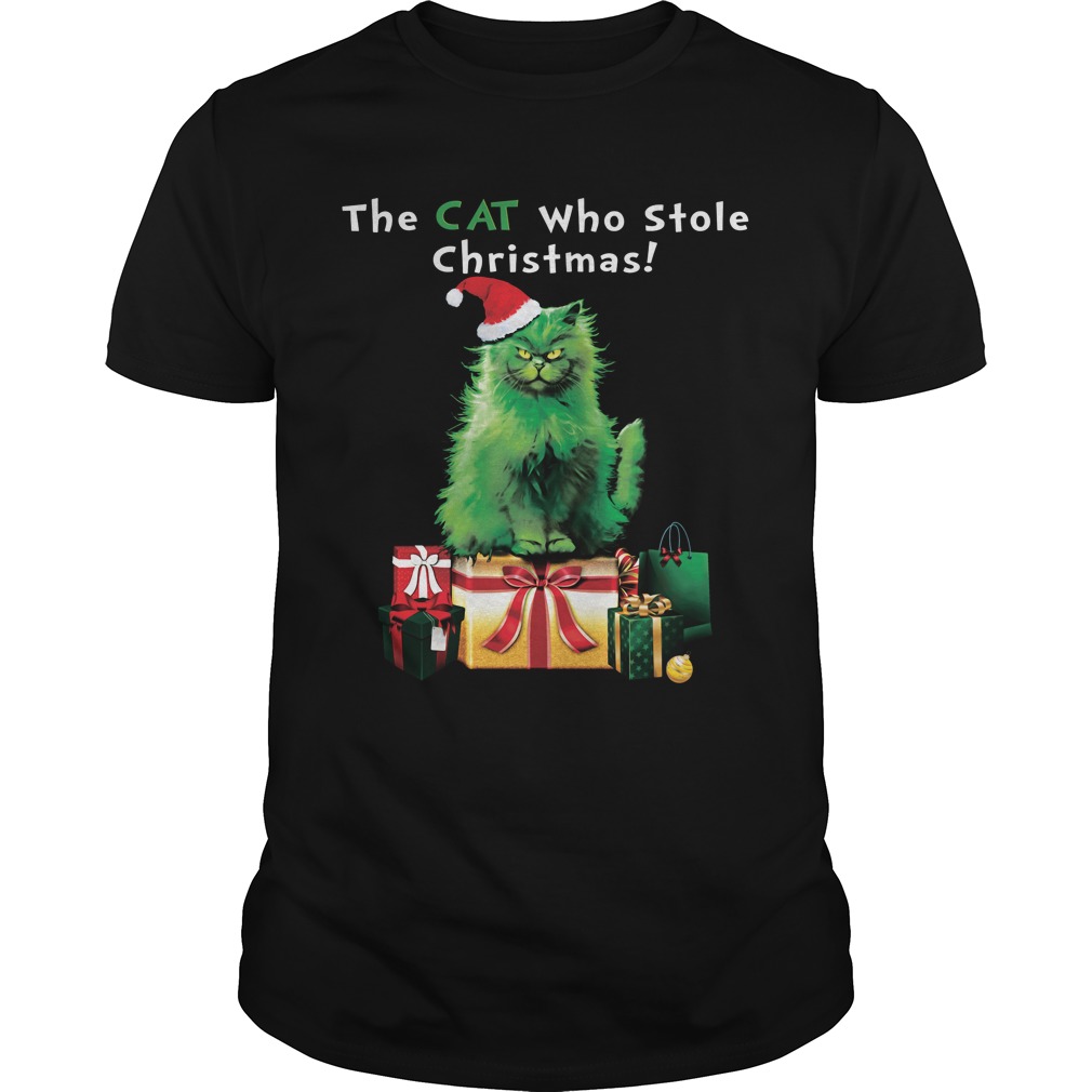Green Grinch Cat Stole Christmas Guys Tee