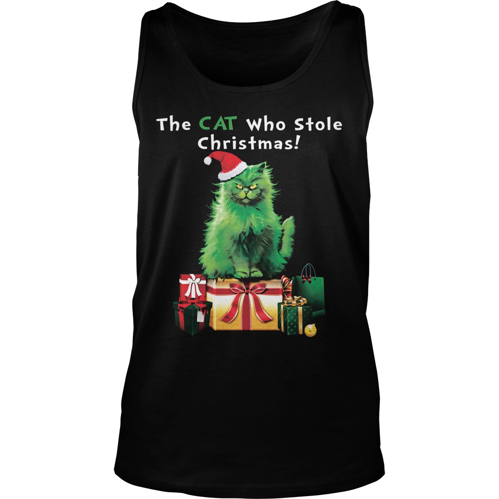 Green Grinch Cat Stole Christmas Tank Top