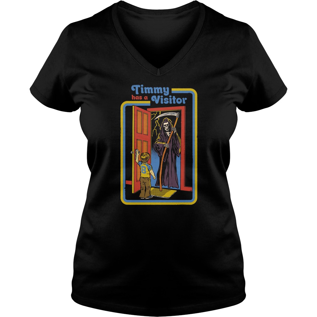 Grim Reaper Timmy Has A Visitor Ladies V Neck