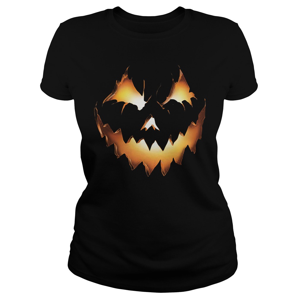 Halloween Pumpkin Jack O Lantern Ladies Tee