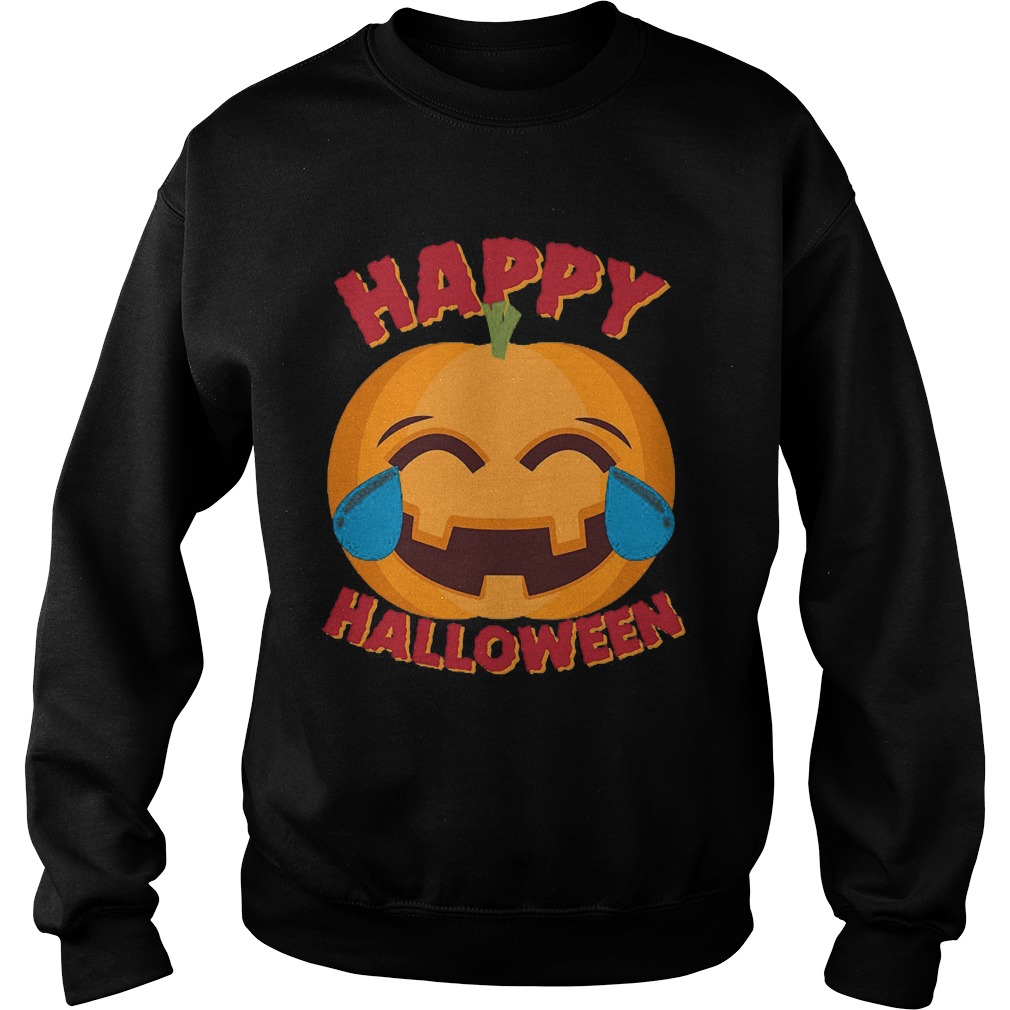Happy Halloween Emoji Pumpkin Sweat Shirt