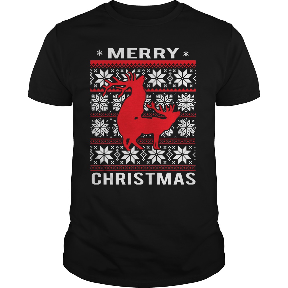 Humping Reindeer Merry Christmas Guys Tee