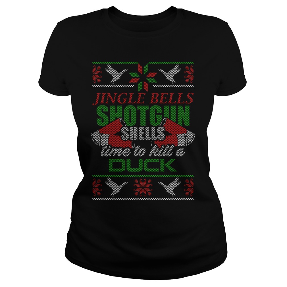 Jingle Bells Shotgun Shells Time Kill Duck Ladies Tee