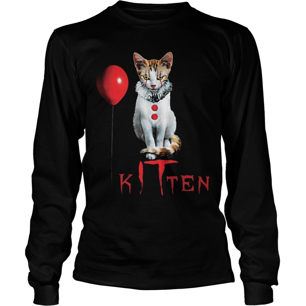 Kitten Clown Scary Fun Spooky Halloween Cat Funny Joke Longsleeve