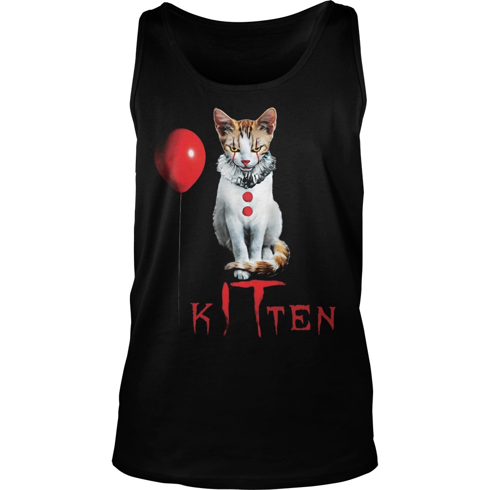 Kitten Clown Scary Fun Spooky Halloween Cat Funny Joke Tank Top