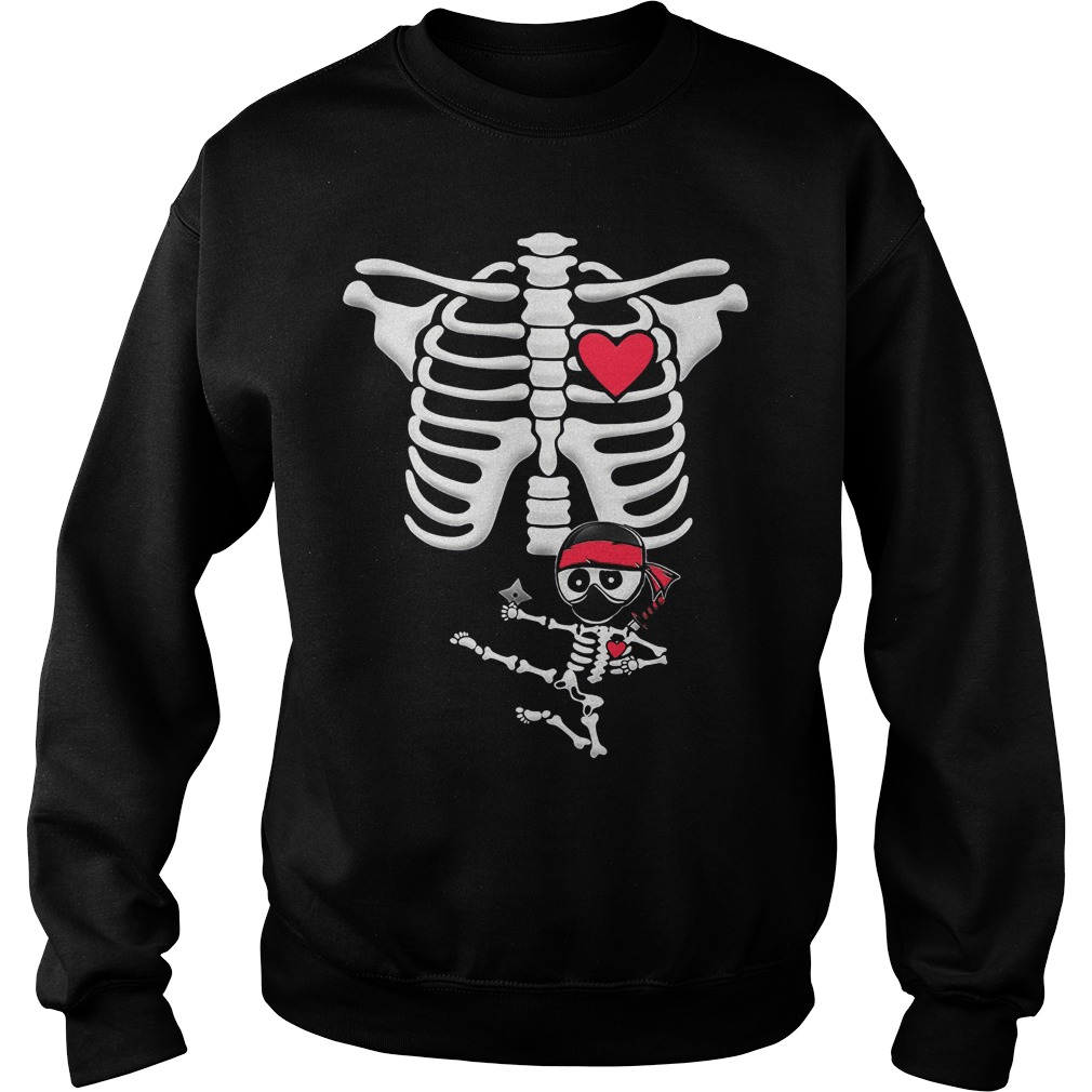 Maternity Baby Ninja Skeleton Halloween Sweat Shirt