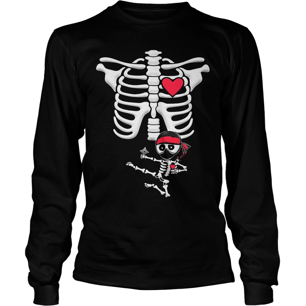 Maternity Baby Ninja Skeleton Halloween Unisex Longsleeve Tee