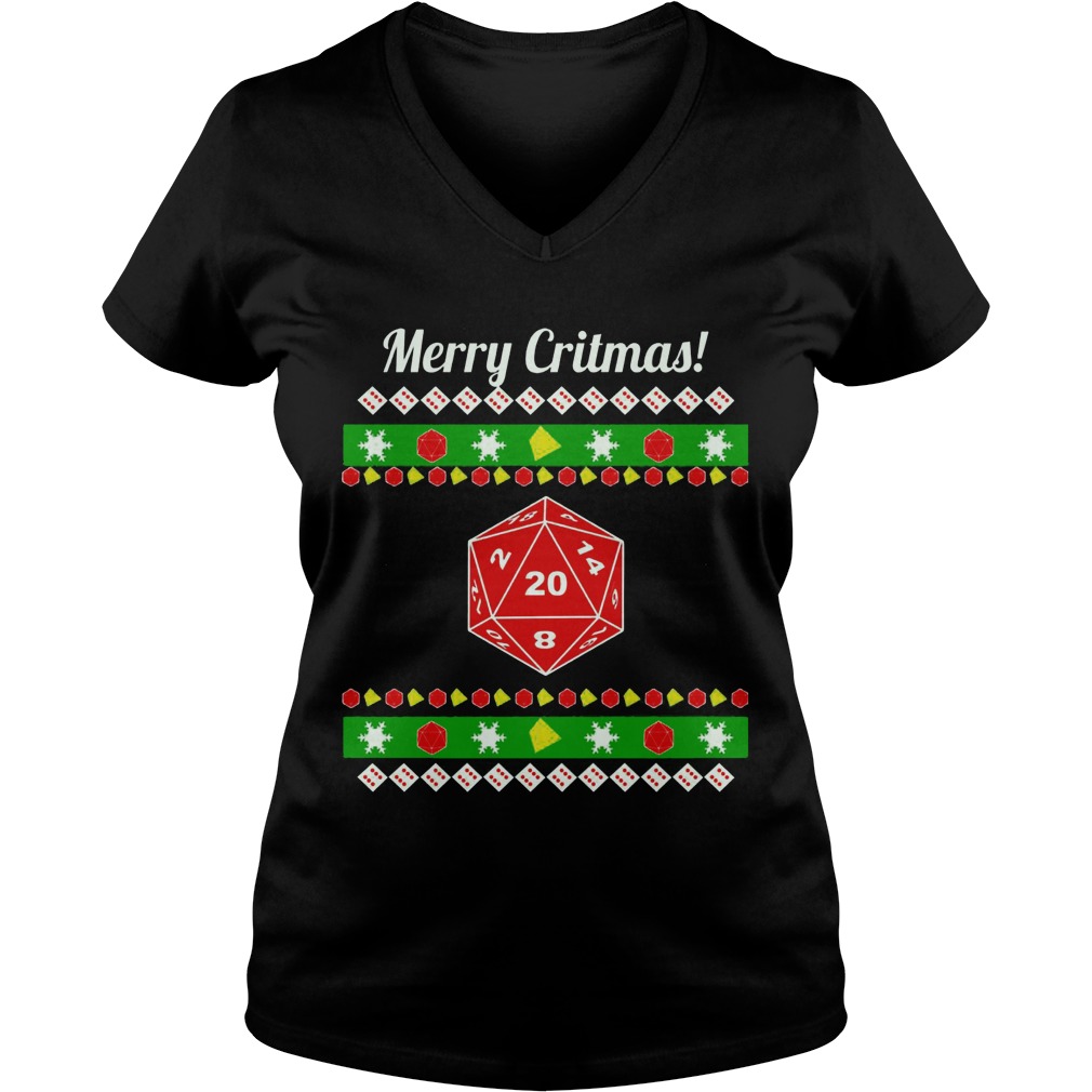 Merry Critmas Christmas Ugly Ladies V Neck