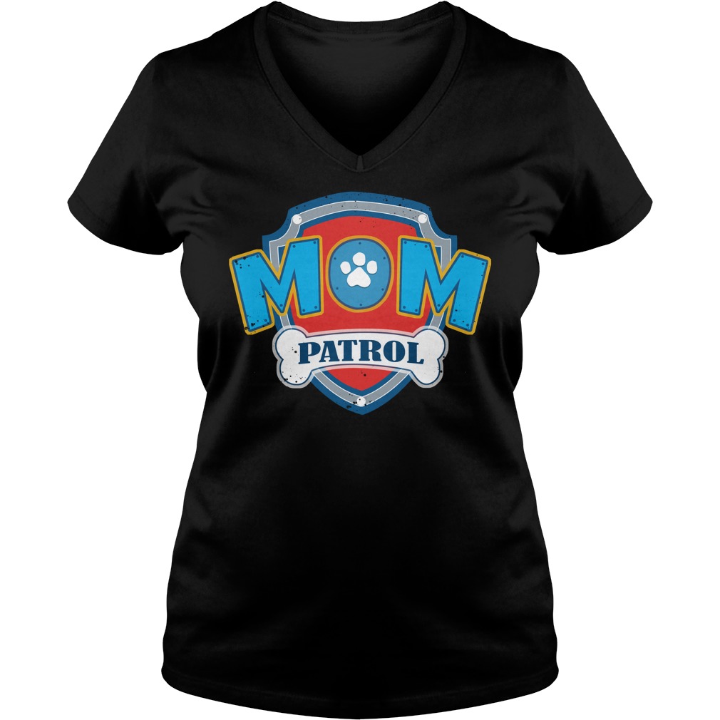 Mom Patrol Logo Ladies V Neck