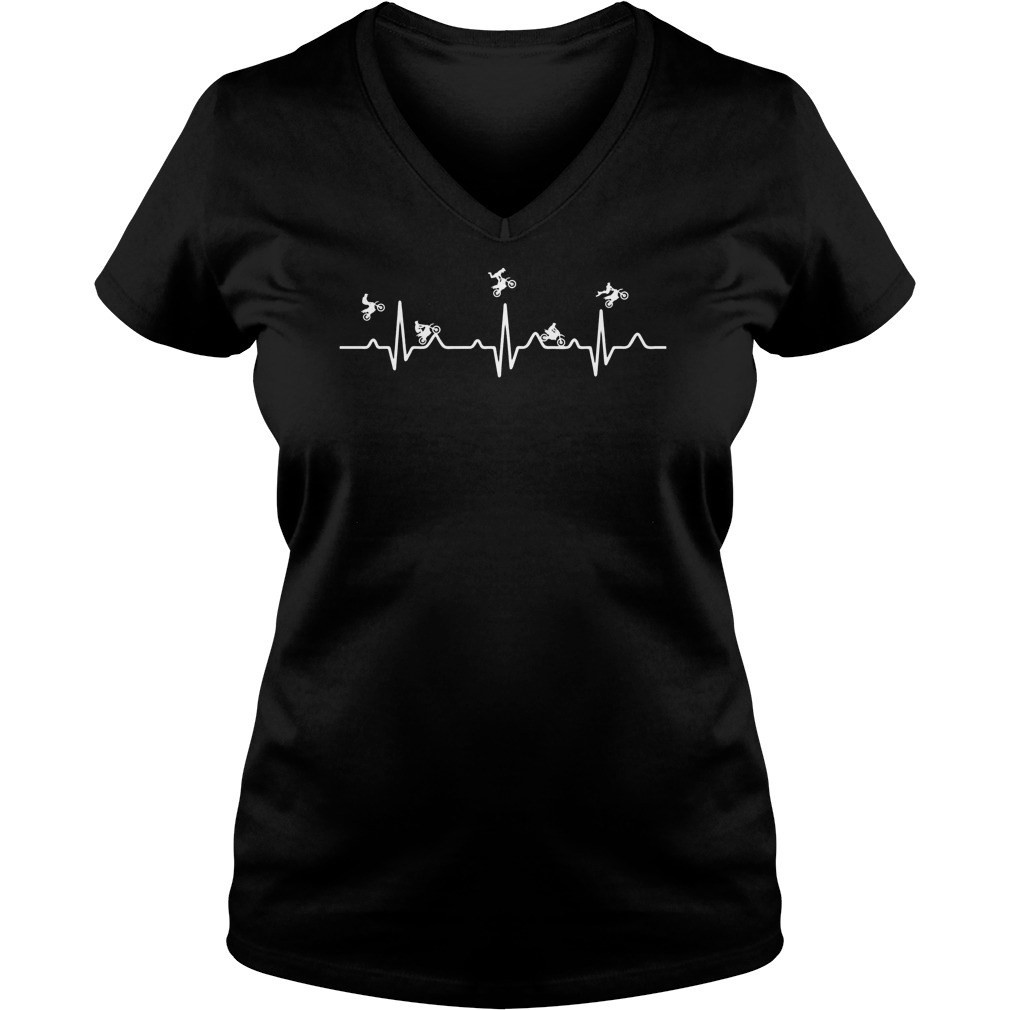 Motocross Heartbeat Ladies V Neck