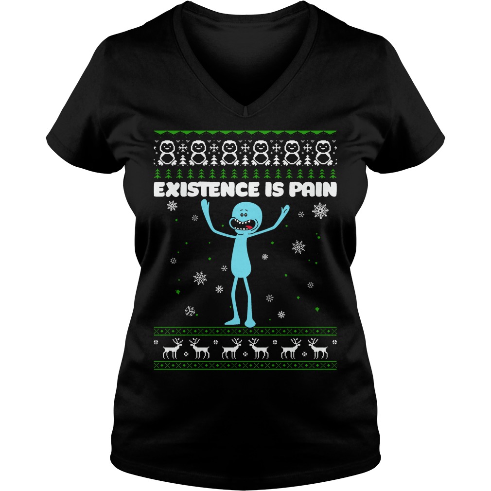 Mr Meeseeks Existence Pain Ugly Christmas Ladies V Neck