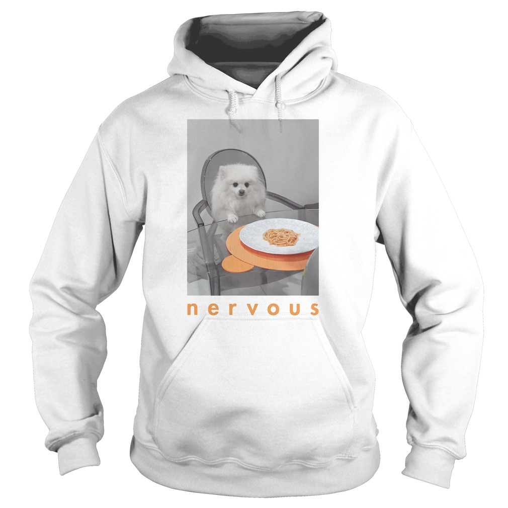 Nervous Dinner White Dog Hoodie