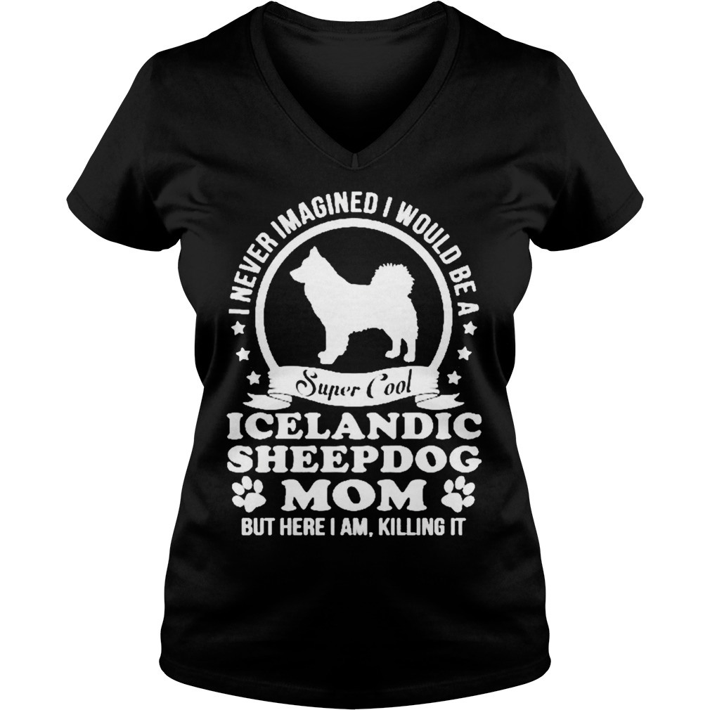 Never Imagined Icelandic Sheep Dog Mom Ladies V Neck