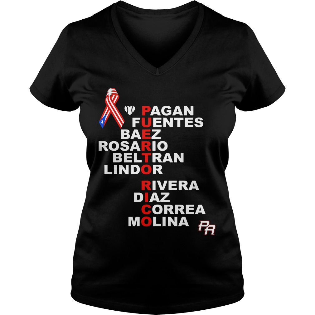 Puerto Rico Pagan Fuentes Baez Rosario Beltran Lindor Rivera Diaz Correa Molina Ladies V Neck