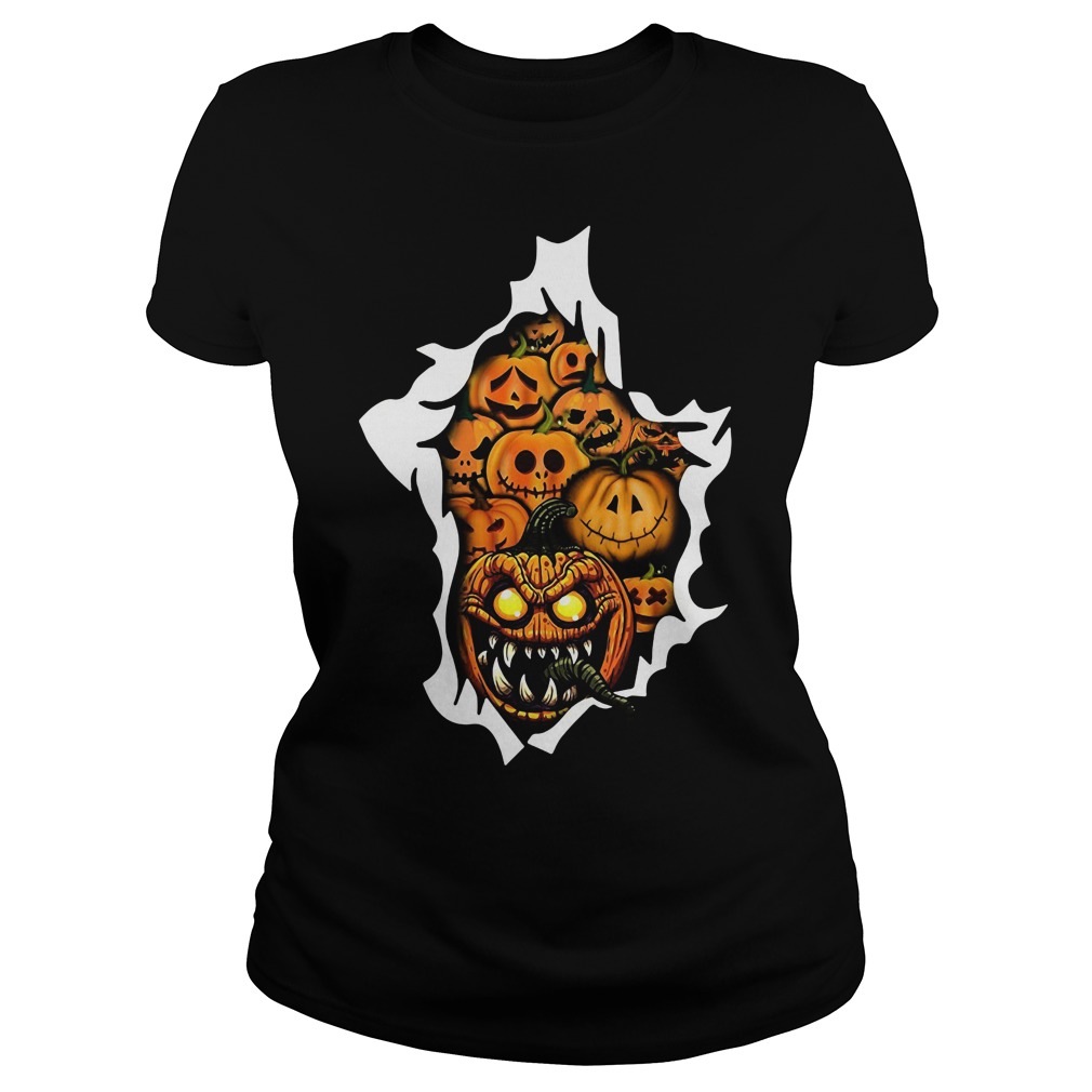 Pumpkin Horror Costume Ladies Tee