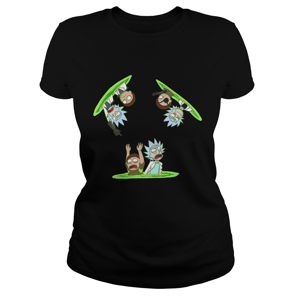 Rick Morty Vs Guard Rick Vs Evil Rick Ladies Tee