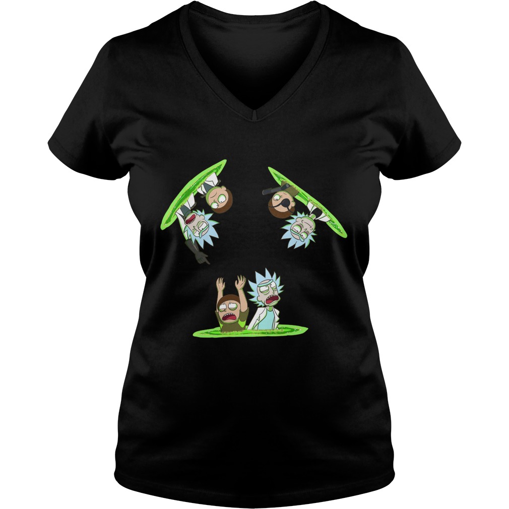 Rick Morty Vs Guard Rick Vs Evil Rick Ladies V Neck