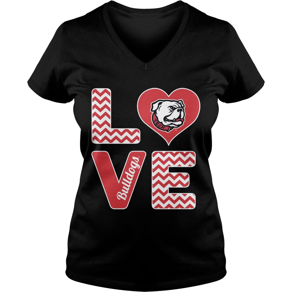 Stacked Love Louisiana Tech Bulldogs Ladies V Neck