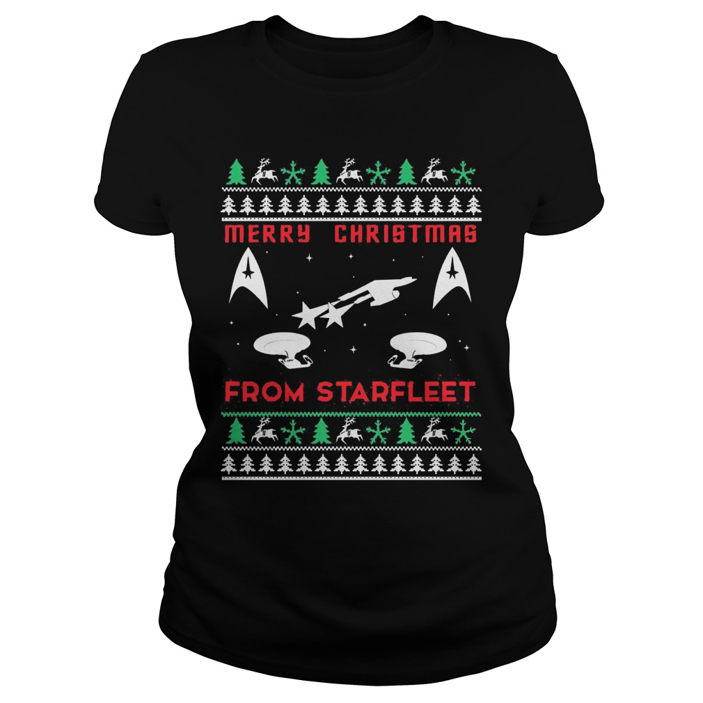 Star Trek Merry Christmas From Starffeet Ugly Ladies Tee