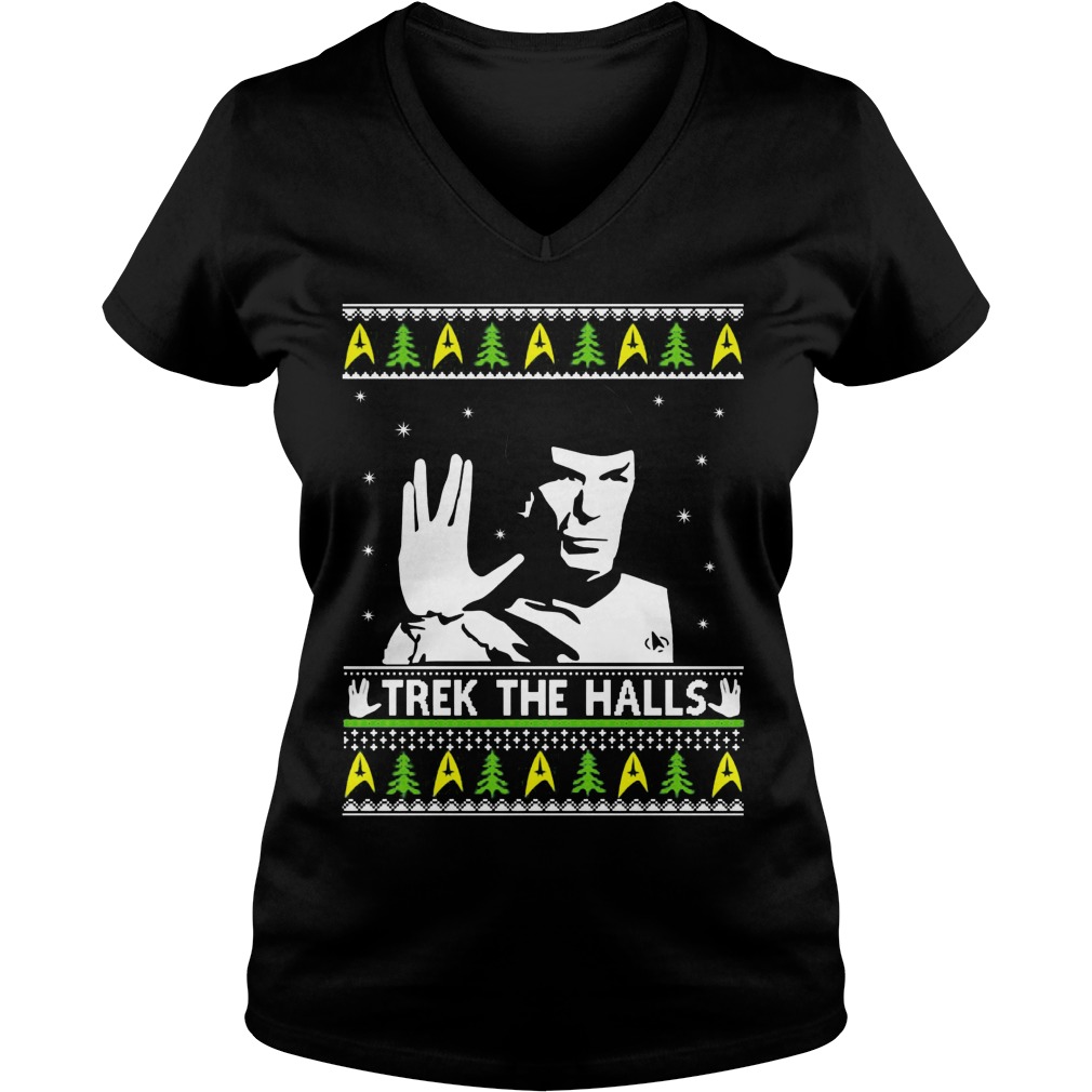 Star Trek Spock Trek The Halls Ugly Ladies V Neck