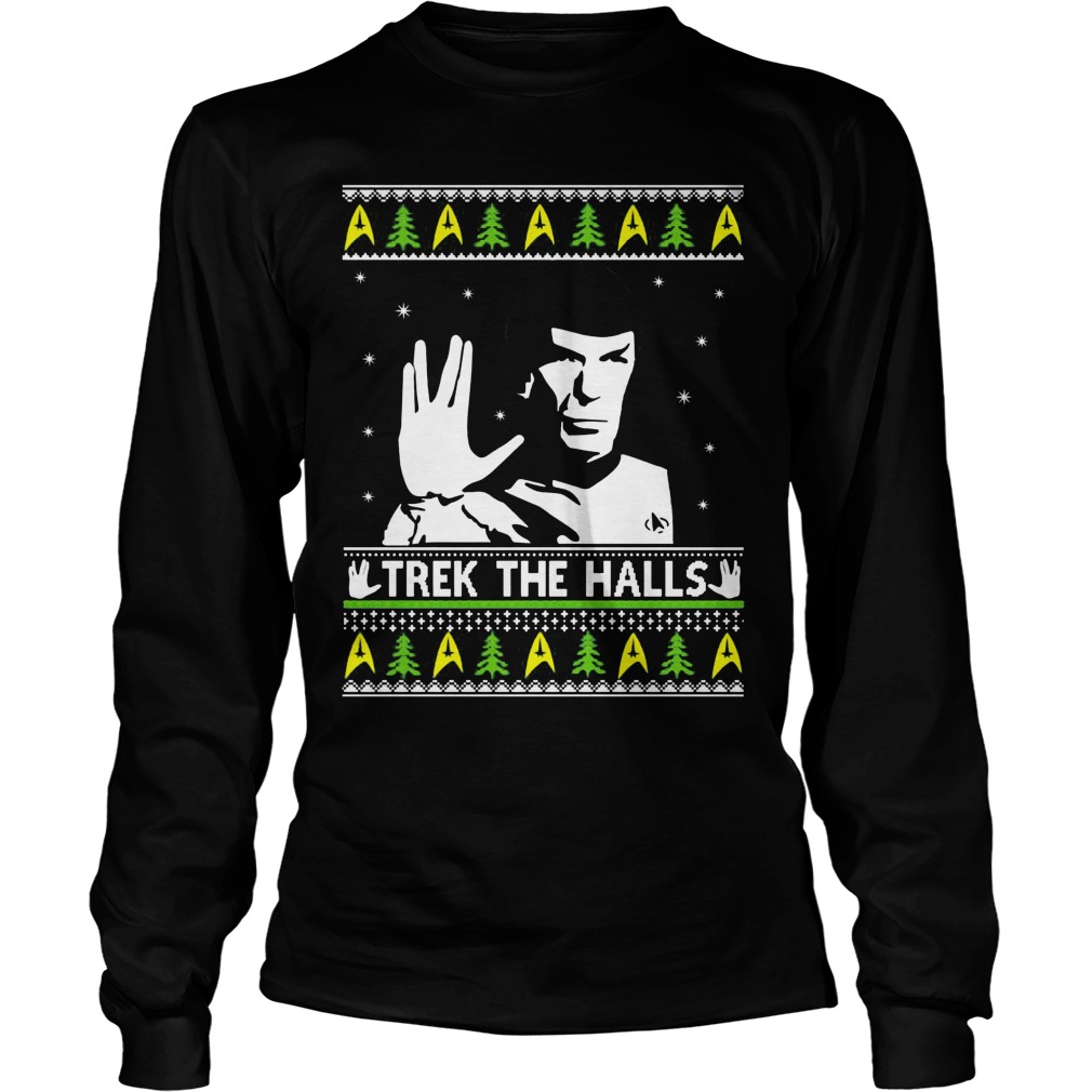 Star Trek Spock Trek The Halls Ugly Unisex Longsleeve Tee