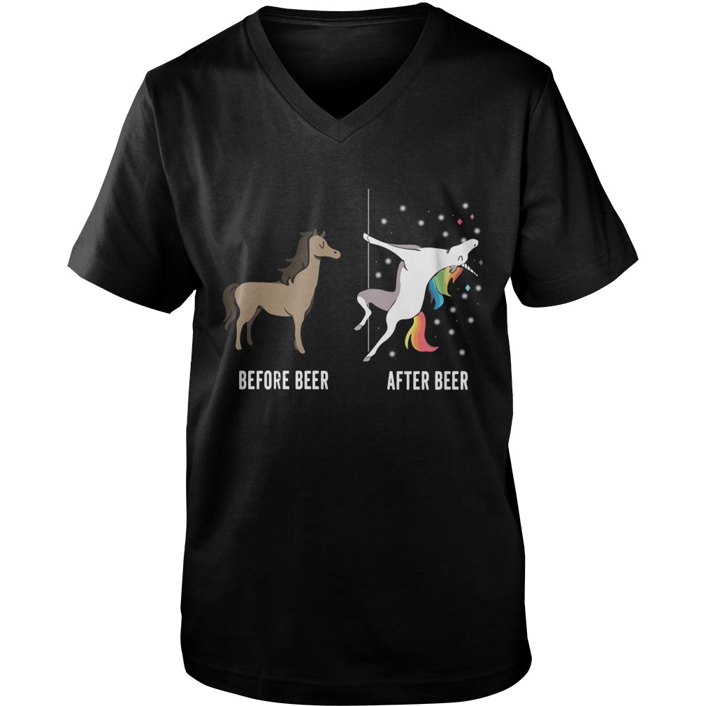 Unicorn Before Beer After Beer Guys V Neck
