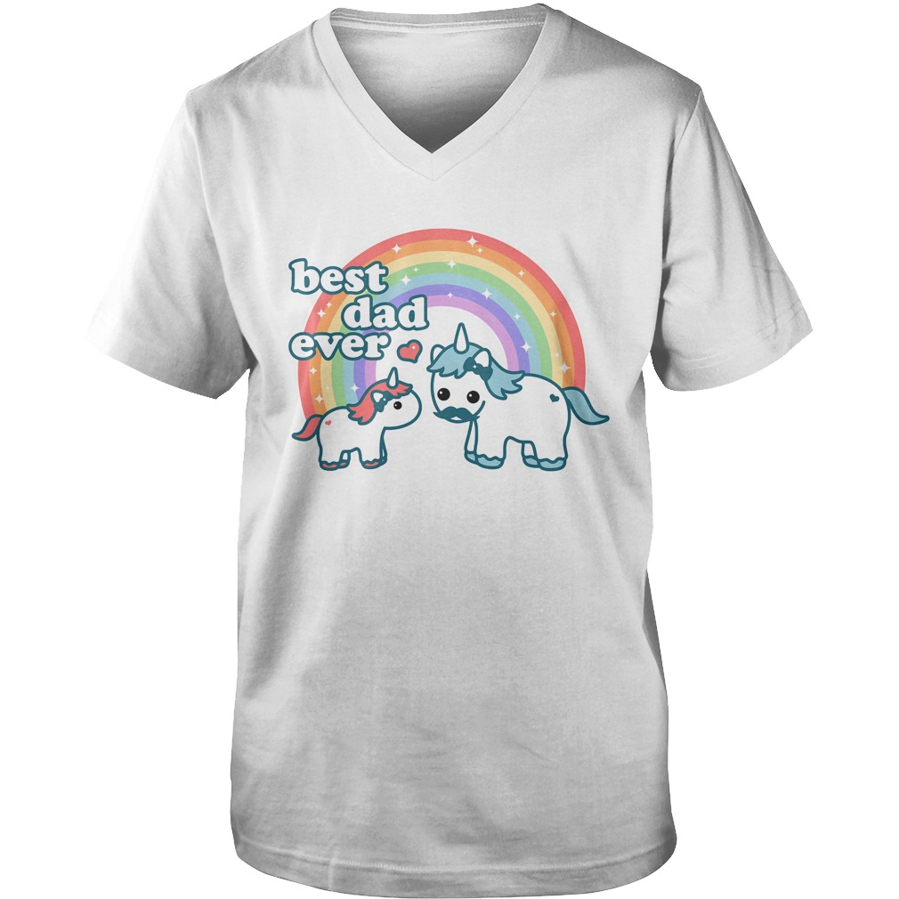 Unicorn Best Dad Ever Guys V Neck