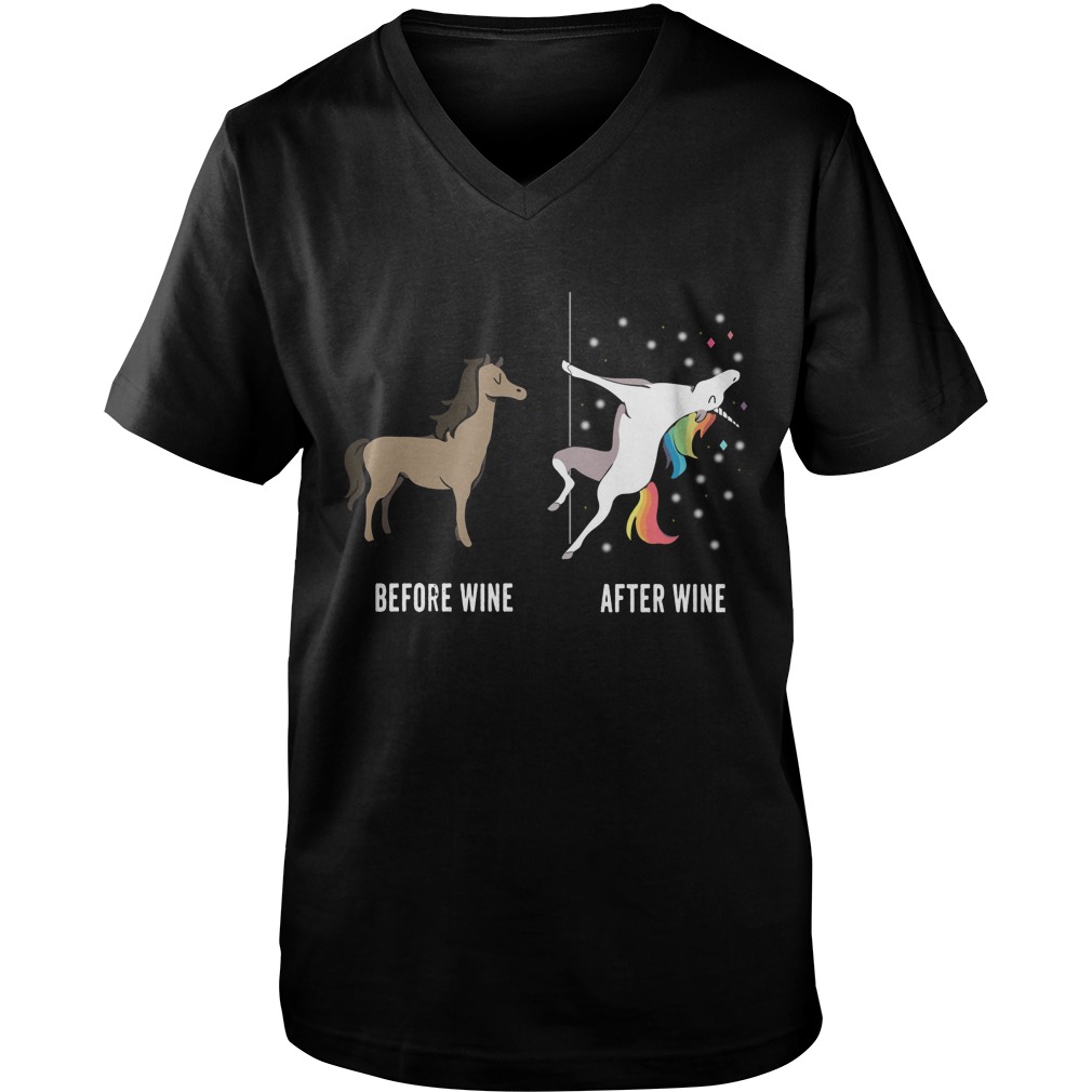 Unicorn Before Wine After Wine Guys V Neck
