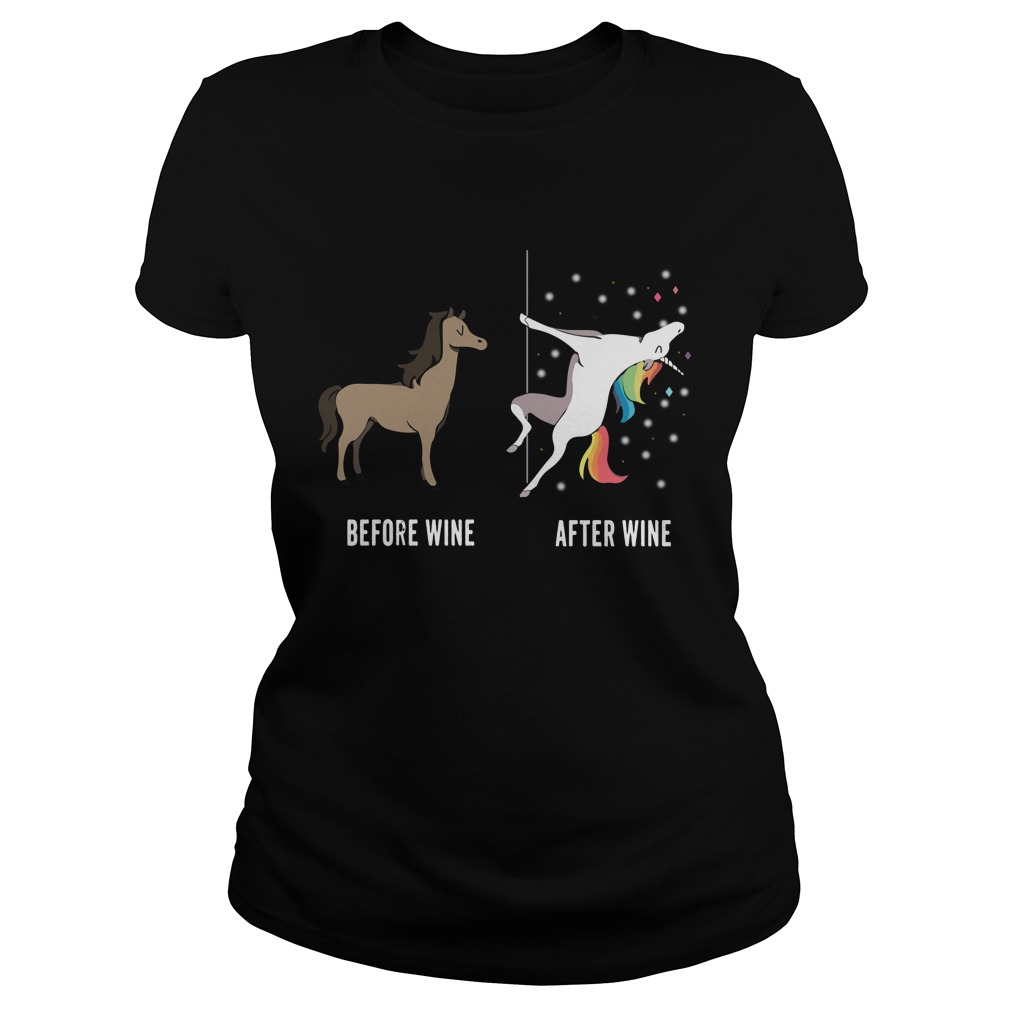 Unicorn Before Wine After Wine Ladies Tee