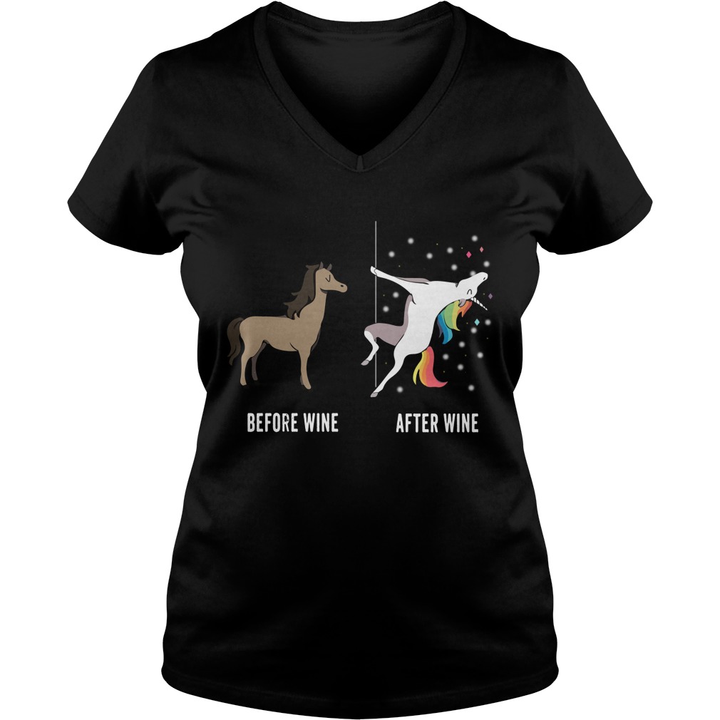 Unicorn Before Wine After Wine Ladies V Neck
