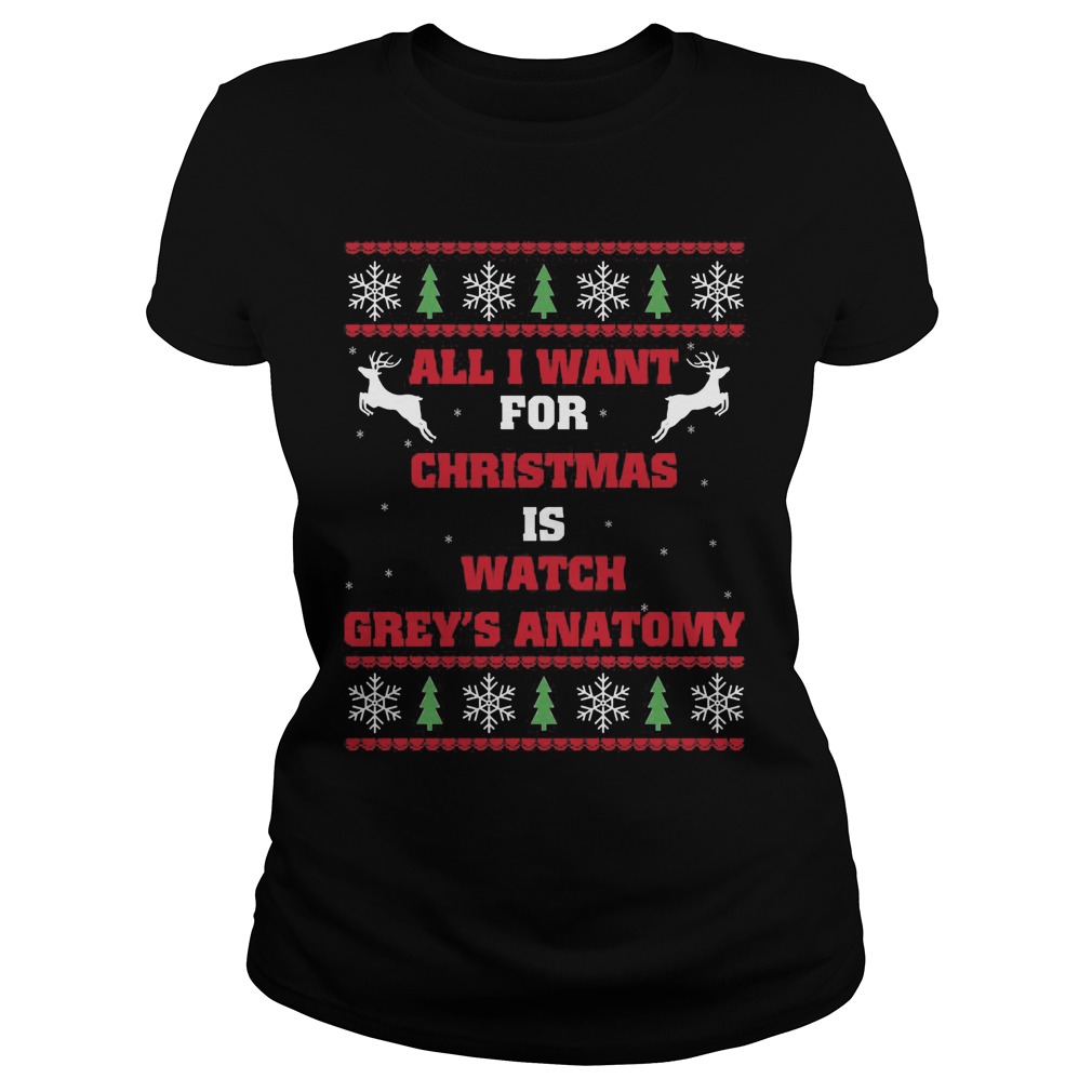 Want Christmas Watch Greys Anatomy Ladies Tee